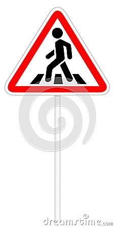 Warning traffic sign - Crosswalk Cartoon Illustration