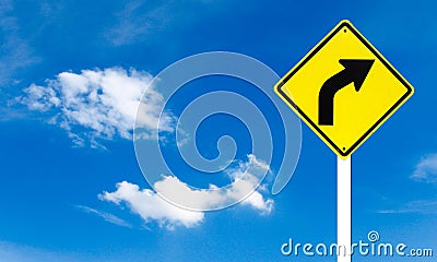 Warning turn right traffic sign Stock Photo