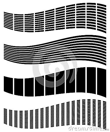 Warped, distorted rectangles, vertical, horizontal lines. Set of Vector Illustration