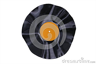 Warped Vinyl Record Orange Label Stock Photo