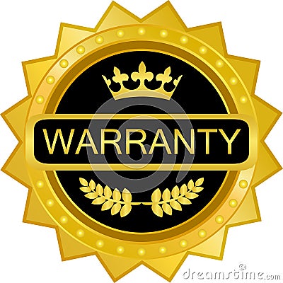 Warranty Guarantee Gold Crown Label Medal Icon Vector Illustration