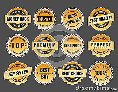 Warranty and guarantee labels Vector Illustration