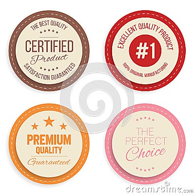 Warranty label set. Colorful modern quality marks badges isolated on white background Vector Illustration