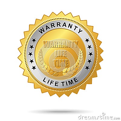 Warranty life time golden label Stock Photo