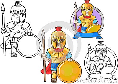 Warrior of ancient greece set of images Vector Illustration