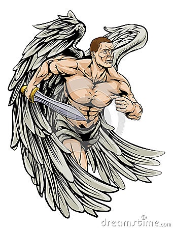 Warrior angel mascot Vector Illustration