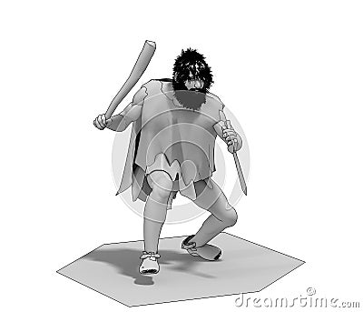 Warrior character, 3D rendering, illustration Cartoon Illustration