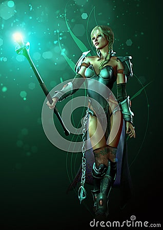 Warrior of Light Cartoon Illustration