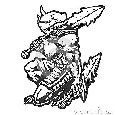 Warrior monster with armor illustration Vector Illustration
