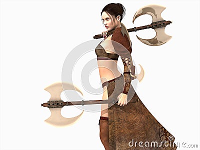 Warrior woman Cartoon Illustration