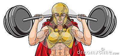 Warrior Woman Weightlifter Lifting Barbell Vector Illustration