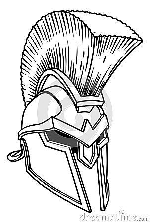 Spartan Ancient Greek Helmet Vector Illustration