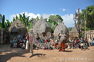 Warriors Dance, Dorze tribe, ethiopia Editorial Stock Photo