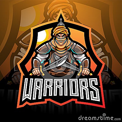 Warriors esport mascot logo design Vector Illustration