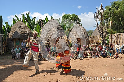 Warrios Dance, Dorze tribe, ethiopia Editorial Stock Photo