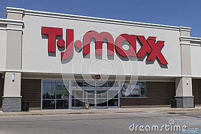 T.J. Maxx Retail Store Location. T.J Maxx is a discount retail chain featuring stylish brand-name apparel, shoes and accessories Editorial Stock Photo