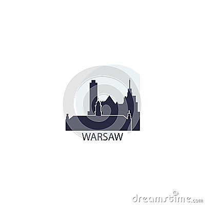 Warsaw city skyline silhouette vector logo illustration Vector Illustration