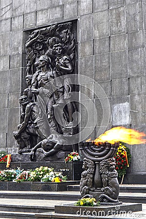 Warsaw Ghetto Heroes Monument, Warsaw, Poland. Editorial Stock Photo