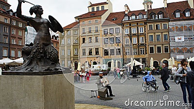 Warsaw Mermaid Statue Editorial Stock Photo