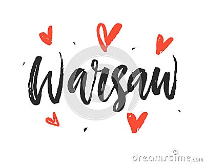 Warsaw Modern hand written brush lettering Vector Illustration