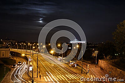 Warsaw National Stadium at night Editorial Stock Photo