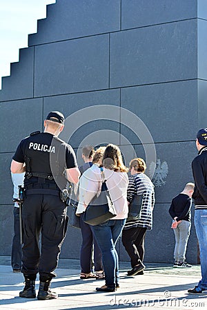 The ceremony of unveiling the monument the victims of a plane crash near Smolensk. Police forces Editorial Stock Photo