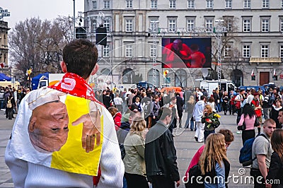 Mourning in Warsaw during of funeral of John Paul II Editorial Stock Photo