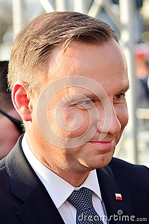 President of the Republic of Poland Andrzej Duda. The ceremony of unveiling the monument the victims of a plane crash near Smolens Editorial Stock Photo