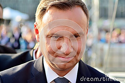 President of the Republic of Poland Andrzej Duda. The ceremony of unveiling the monument the victims of a plane crash near Smolens Editorial Stock Photo