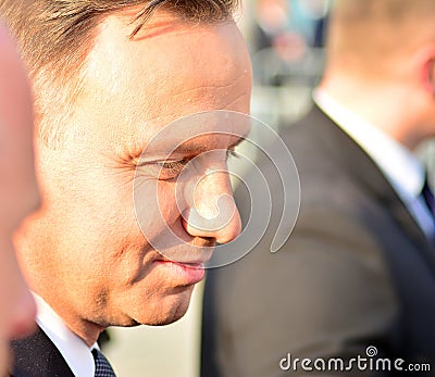 President of the Republic of Poland Andrzej Duda. The ceremony of unveiling the monument the victims of a plane crash near Smolens Editorial Stock Photo