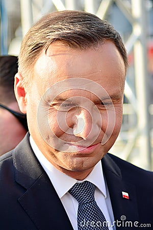 President of the Republic of Poland Andrzej Duda. The ceremony of unveiling the monument the victims of a plane crash near Smolens Editorial Stock Photo