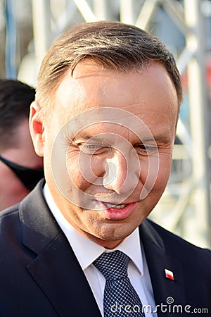 President of the Republic of Poland Andrzej Duda. The ceremony of unveiling the monument the victims of a plane crash near Smolens Editorial Stock Photo