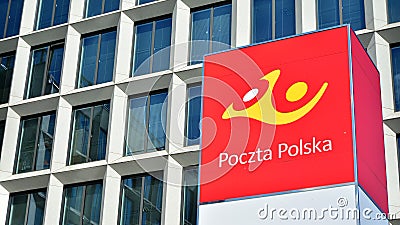 Sign Poczta Polska. Company signboard Poczta Polska Editorial Stock Photo