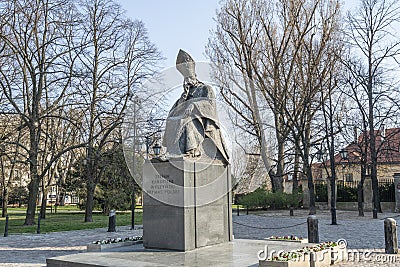 The Statue of the cardinal Stefan Wyszynski in Warsaw Editorial Stock Photo