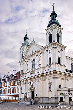 Warsaw, Poland - The baroque catholic Holy Spirit church at Freta street in the historic old town quarter of Warsaw Editorial Stock Photo