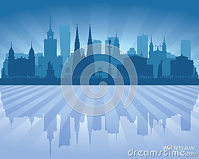 Warsaw Poland city skyline vector silhouette Vector Illustration