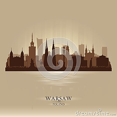 Warsaw Poland city skyline vector silhouette Vector Illustration