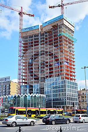 Construction of the Widok Towers office building. Editorial Stock Photo