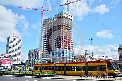 Construction of the Widok Towers office building. Editorial Stock Photo