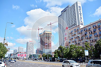 Construction of the Widok Towers office building. Editorial Stock Photo