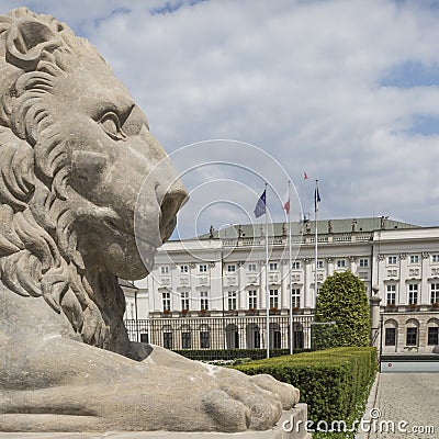 WARSAW, POLAND - JULY 09, 2015: Lion and Prince Jozef Poniatowski Editorial Stock Photo