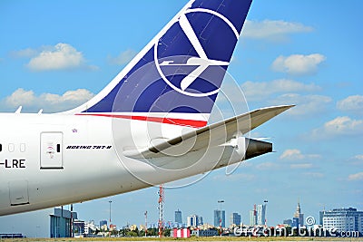 SP-LRE LOT - Polish Airlines Boeing 787-8 Dreamliner preparing to take off. Editorial Stock Photo