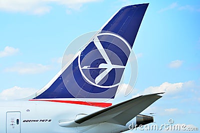 SP-LRE LOT - Polish Airlines Boeing 787-8 Dreamliner preparing to take off. Editorial Stock Photo