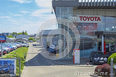 Warsaw, Poland - July 27, 2020: Toyota brand logo on the sign Editorial Stock Photo