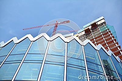 Construction of the Widok Towers office building. Editorial Stock Photo