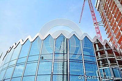 Construction of the Widok Towers office building. Editorial Stock Photo