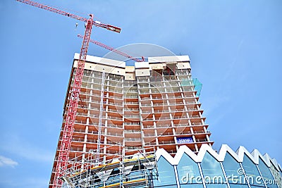 Construction of the Widok Towers office building. Editorial Stock Photo