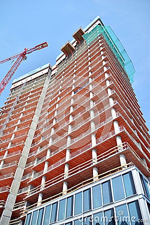 Construction of the Widok Towers office building. Editorial Stock Photo