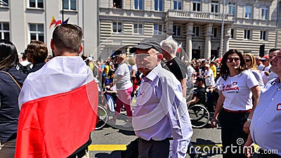 Warsaw, Poland. 4 June 2023. Opposition politicians at a march organized by Donald Tusk Editorial Stock Photo