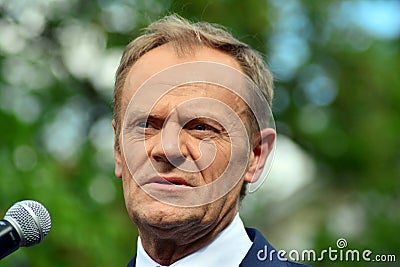 Donald Tusk the President of the European Council present in Warsaw called on Poland`s political leaders to respect the constitu Editorial Stock Photo